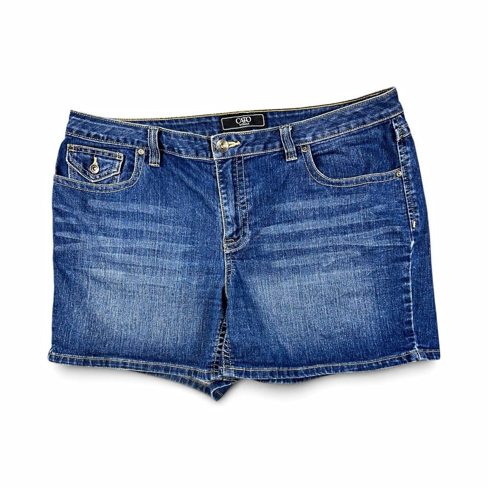 Cato Woman Womens Plus Size 18W Medium Wash Blue Mid Rise Stretch Denim Shorts